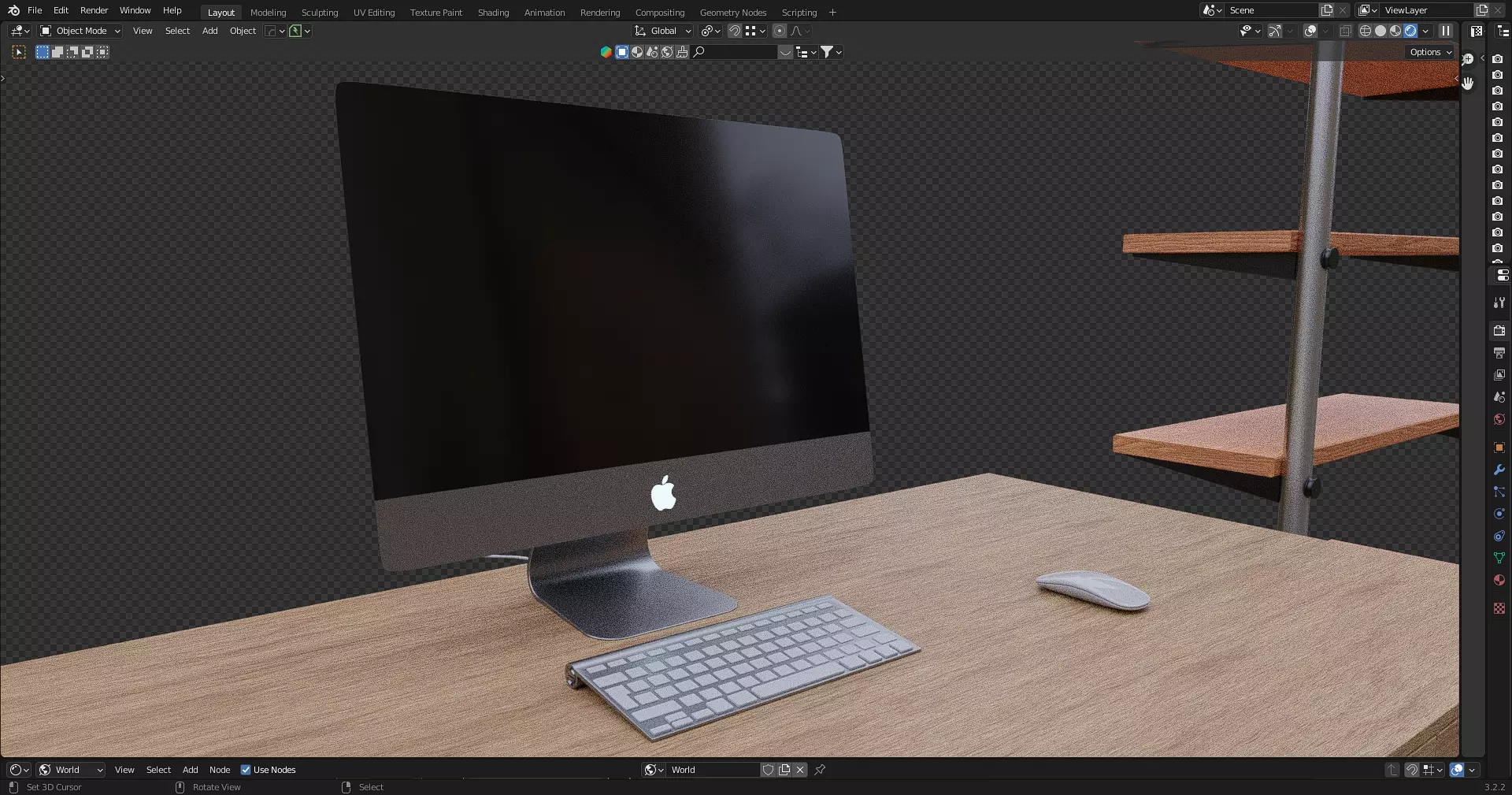 Office Table with ergonomic chair Low-poly 3D model_5
