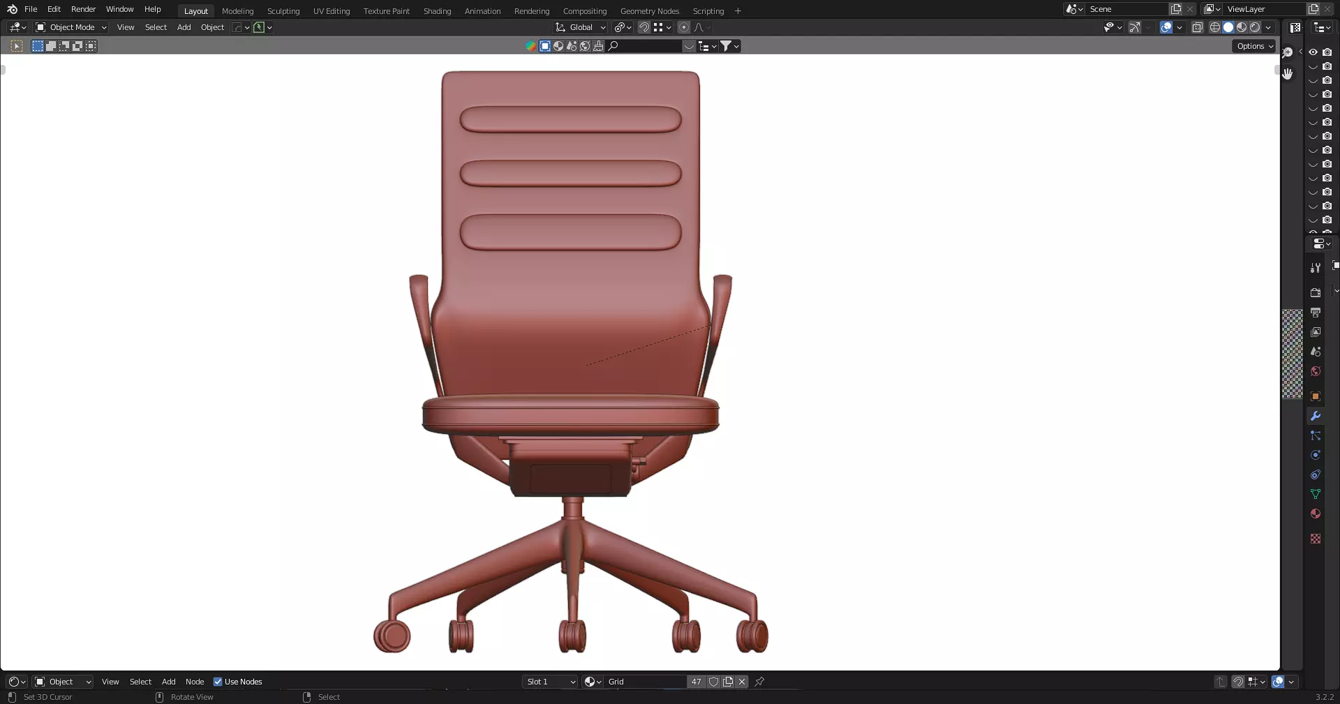 Office Table with ergonomic chair Low-poly 3D model_24