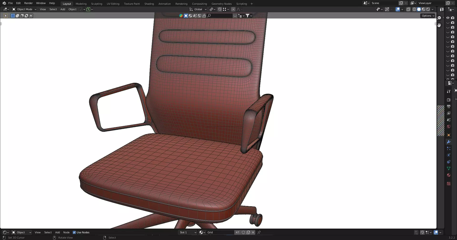 Office Table with ergonomic chair Low-poly 3D model_25