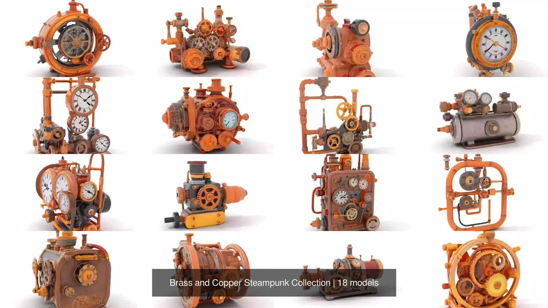 Brass and Copper Steampunk Collection 3D Model Pack