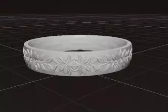 Gold Ring with Artistic Floral Engraving and Elegant Design 3D print model_8