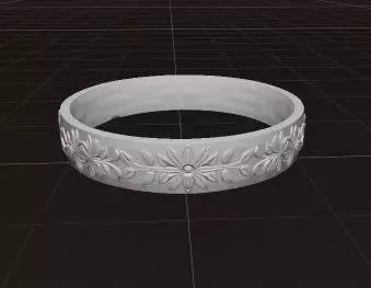 Gold Ring with Artistic Floral Engraving and Elegant Design 3D print model_7