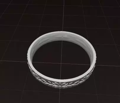 Gold Ring with Artistic Floral Engraving and Elegant Design 3D print model_6