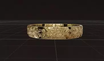Gold Ring with Artistic Floral Engraving and Elegant Design 3D print model_1