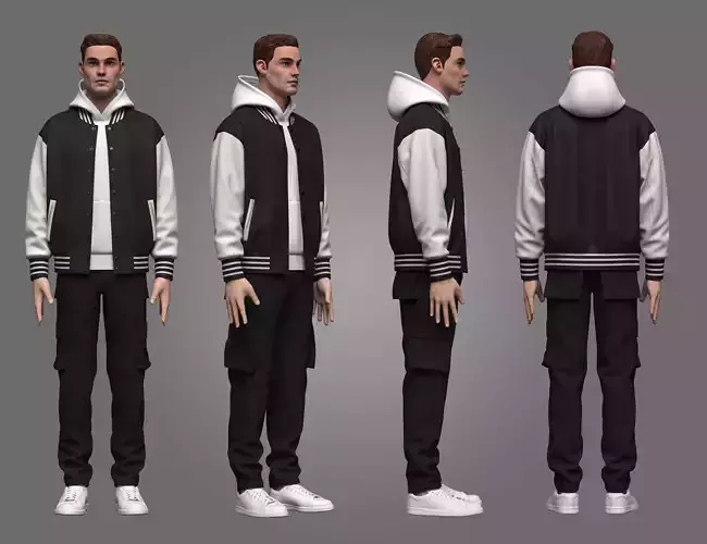 mens Cargo Pants Hoodie And Varsity Jacket