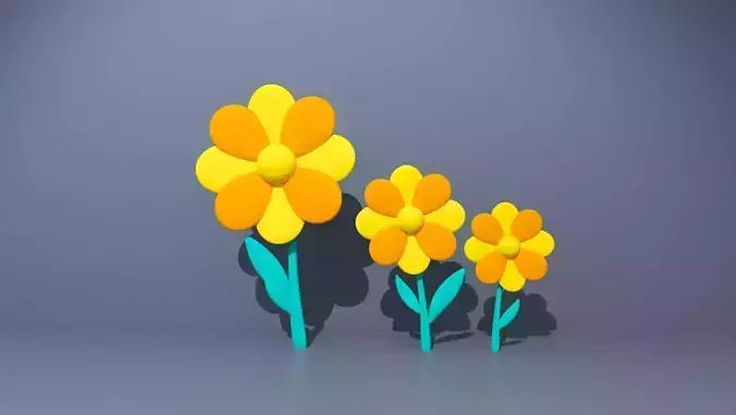 Cartoon 3D Plant Flowers