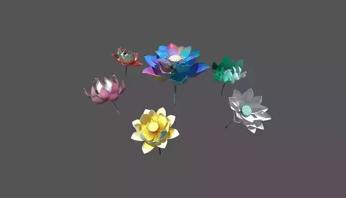 Cartoon 3D Plant Flowers