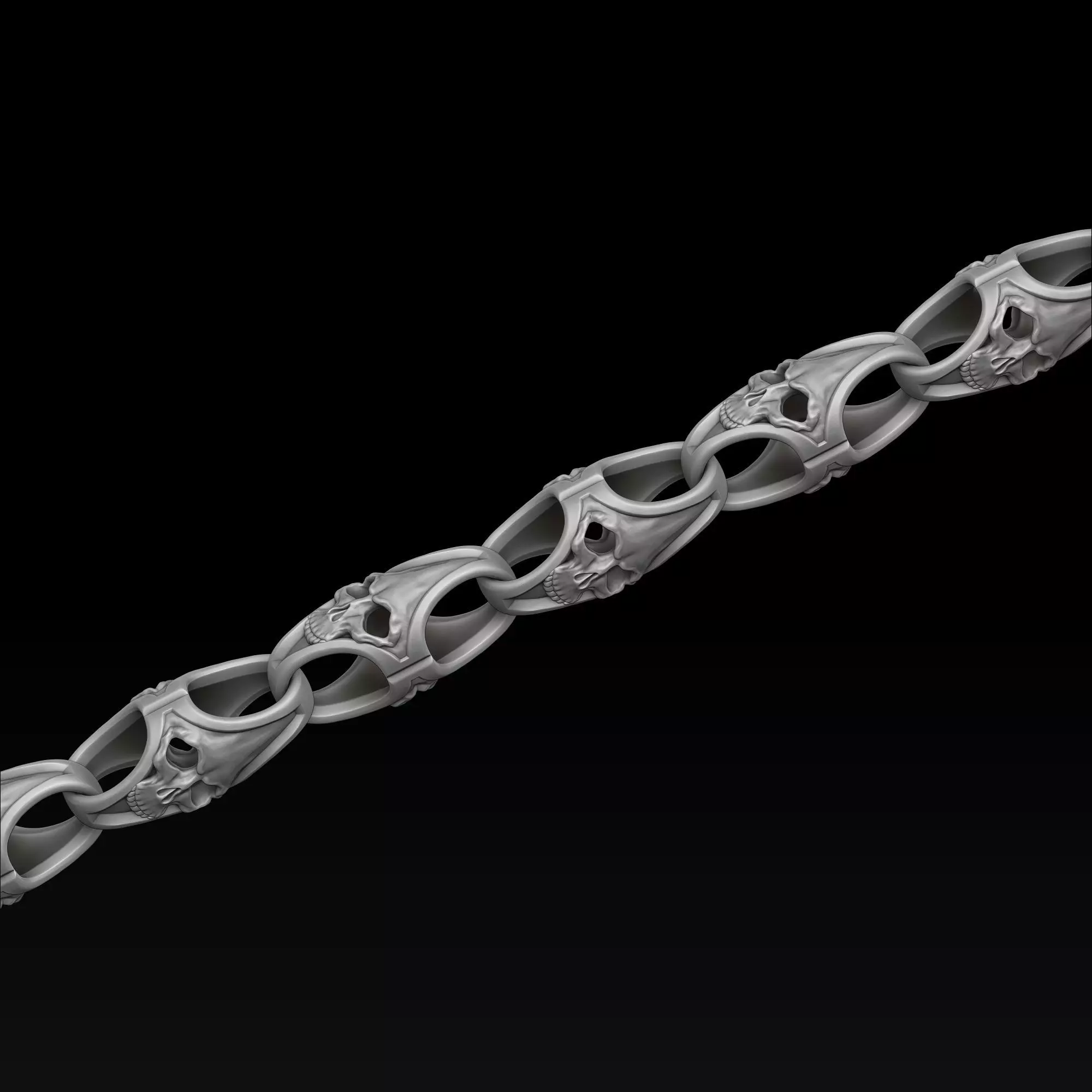 Skull Chain Pendant Ring Collection 3D print model_1