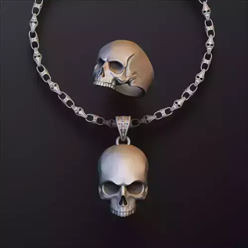 Skull Chain Pendant Ring Collection