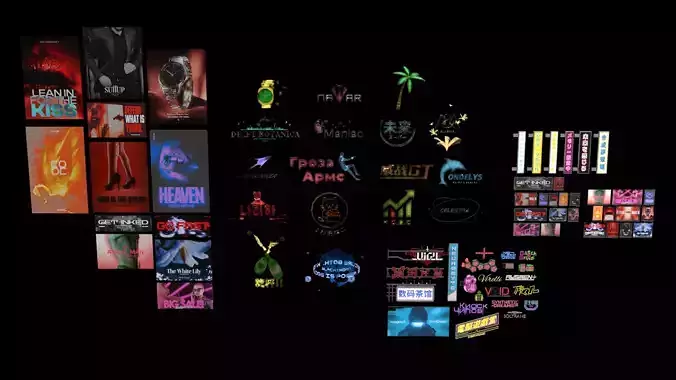 Ultimate Bundle of 80 Uniquely Handmade Cyberpunk Ads Low-poly 3D model Ultimate Bundle of 80 Uniquely Handmade Cyberpunk Ads Low-poly 3D model