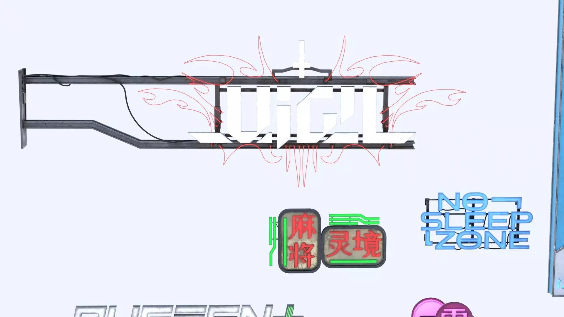 Ultimate Bundle of 80 Uniquely Handmade Cyberpunk Ads Low-poly 3D model_16