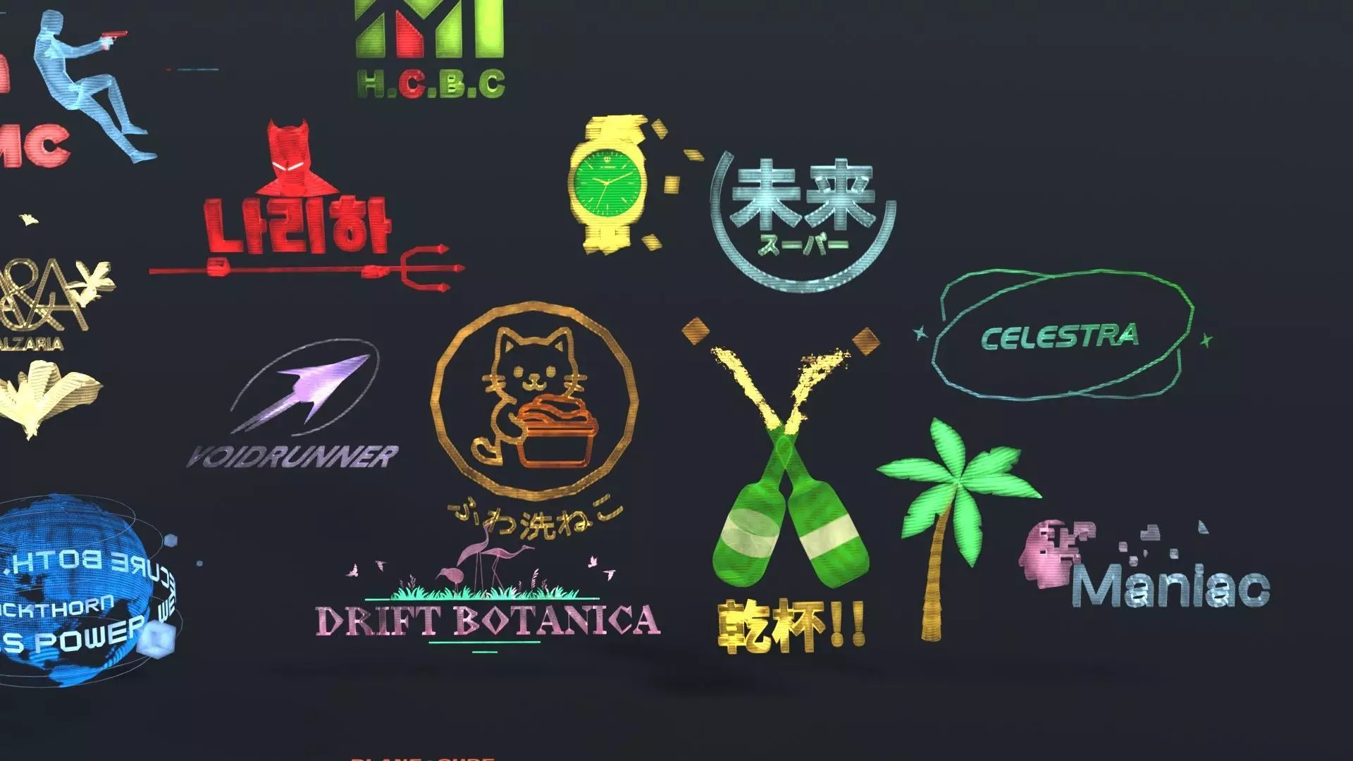 Ultimate Bundle of 80 Uniquely Handmade Cyberpunk Ads Low-poly 3D model_10