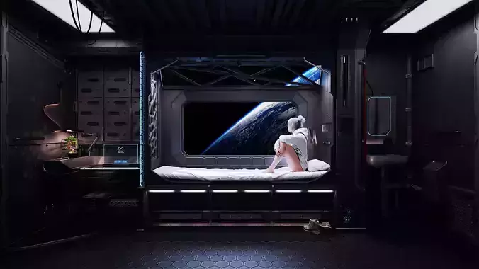 Sci Fi Bedroom - Blender - FBX - USD