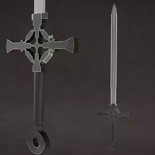 Fantastic Crusader Sword Low-poly 3D model