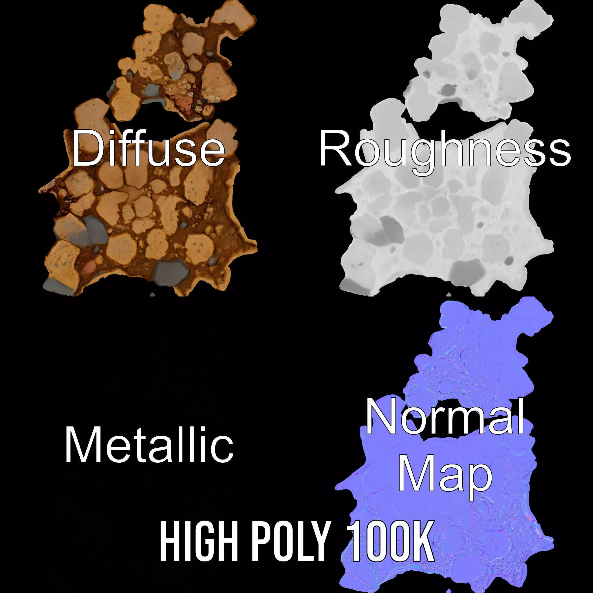 Rustic Stone Terrain model pack Low-poly 3D model_3