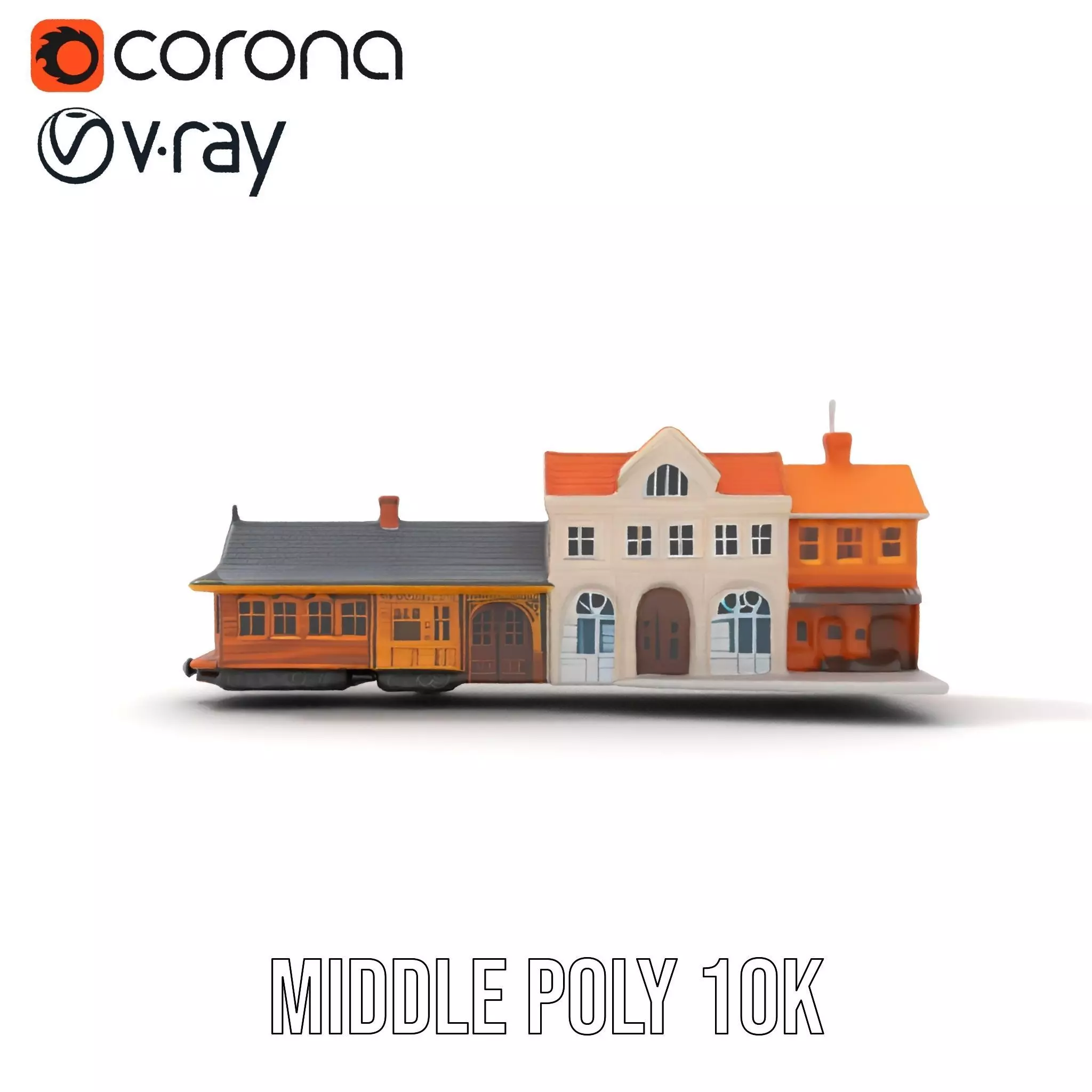 Vintage Train Station model pack Low-poly 3D model_6