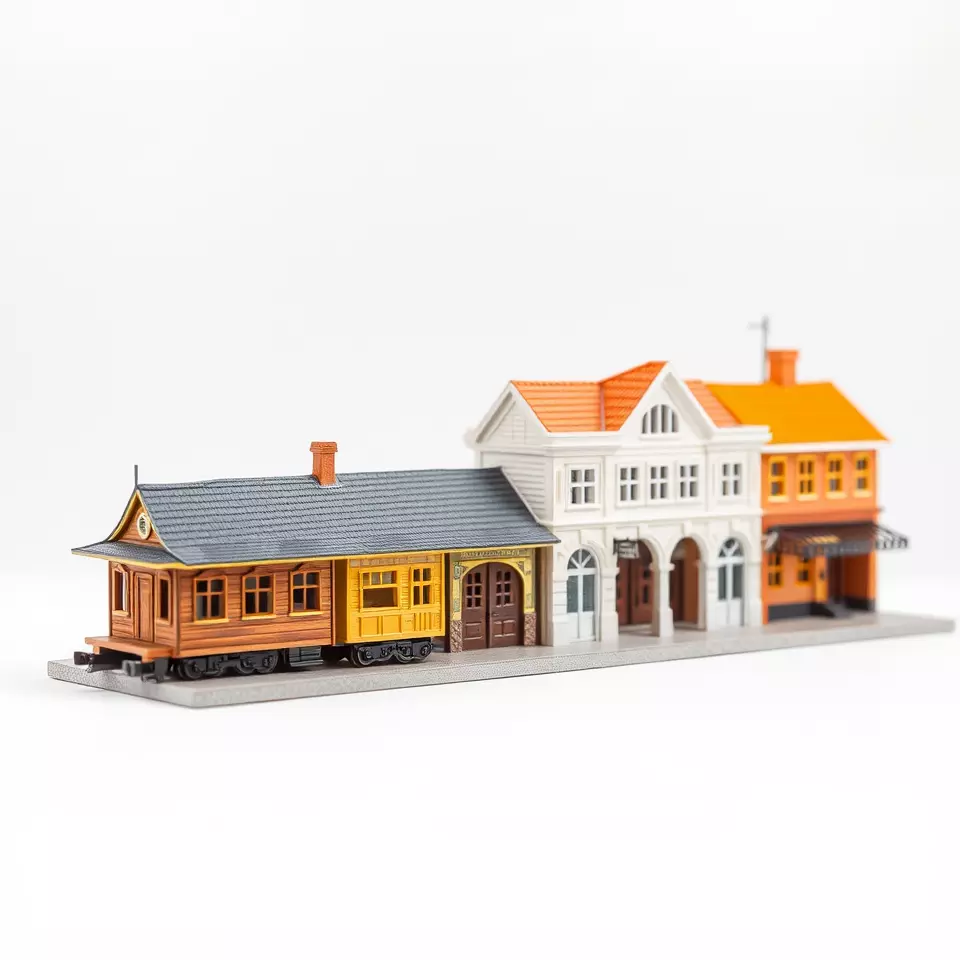 Vintage Train Station model pack Low-poly 3D model_2