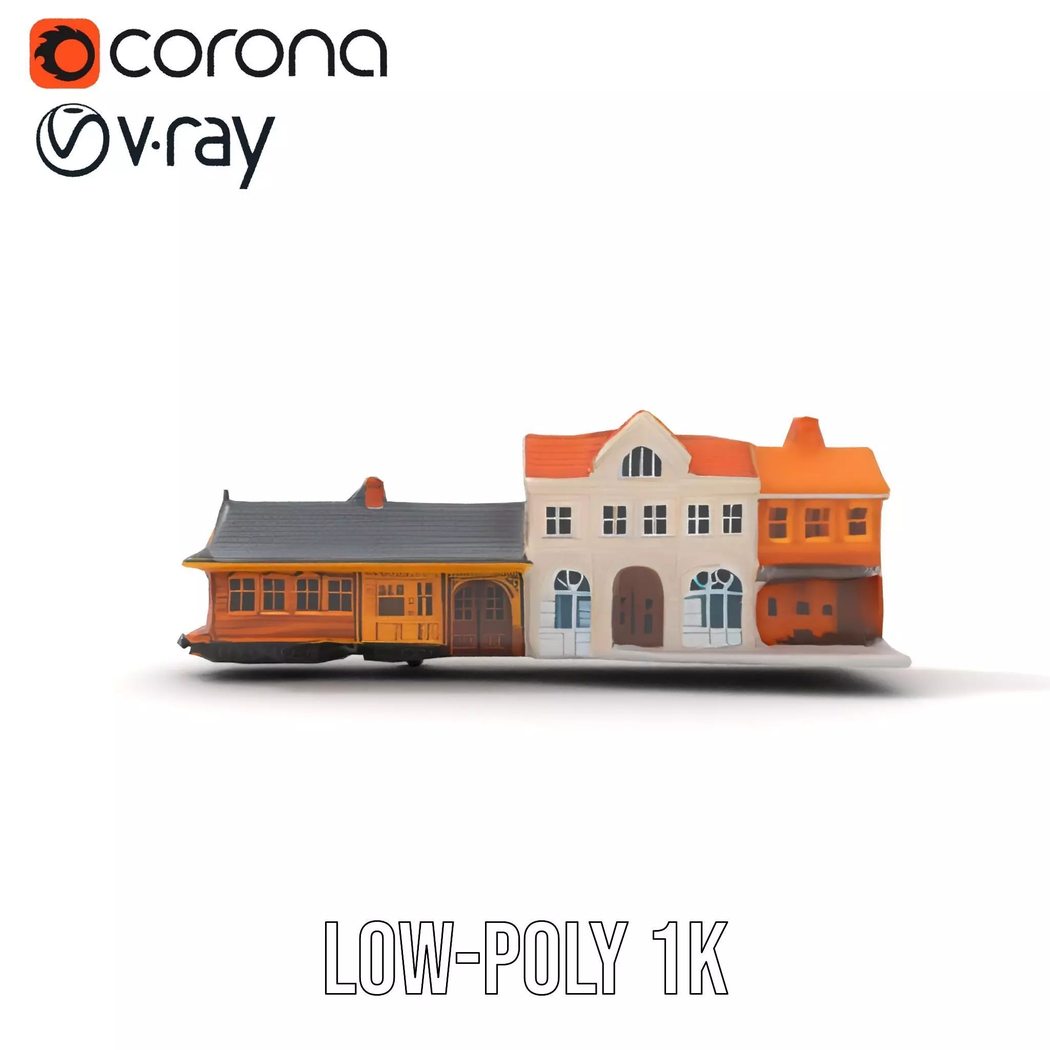 Vintage Train Station model pack Low-poly 3D model_14