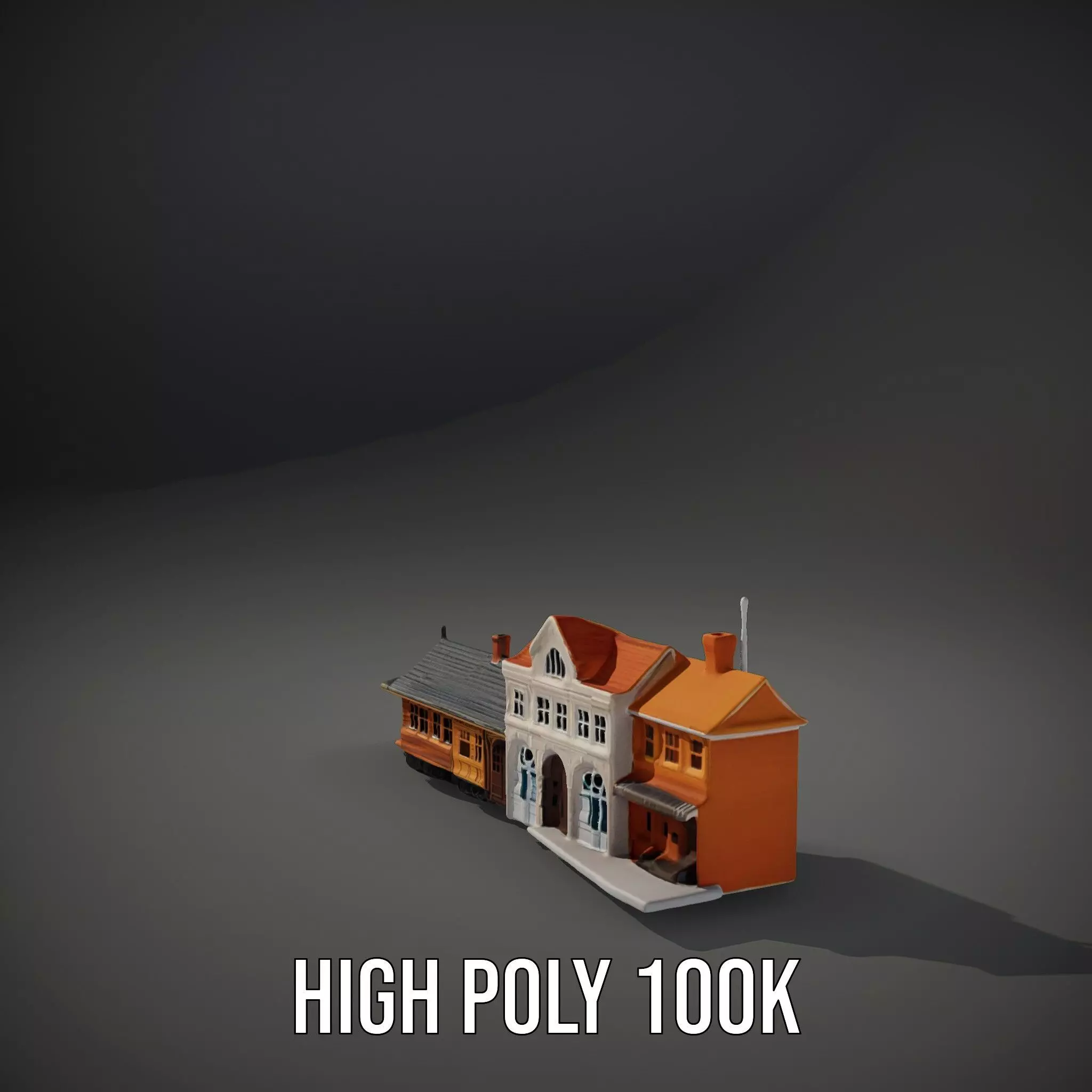 Vintage Train Station model pack Low-poly 3D model_10