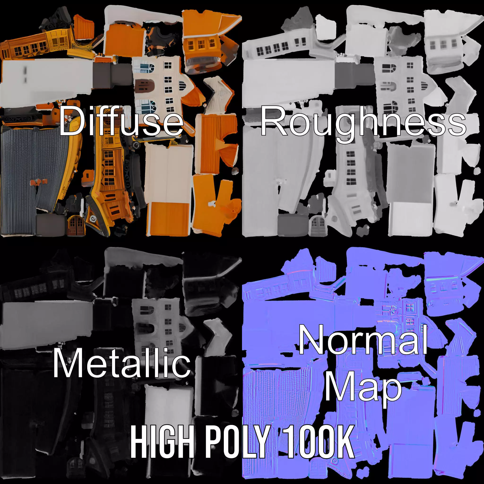 Vintage Train Station model pack Low-poly 3D model_3