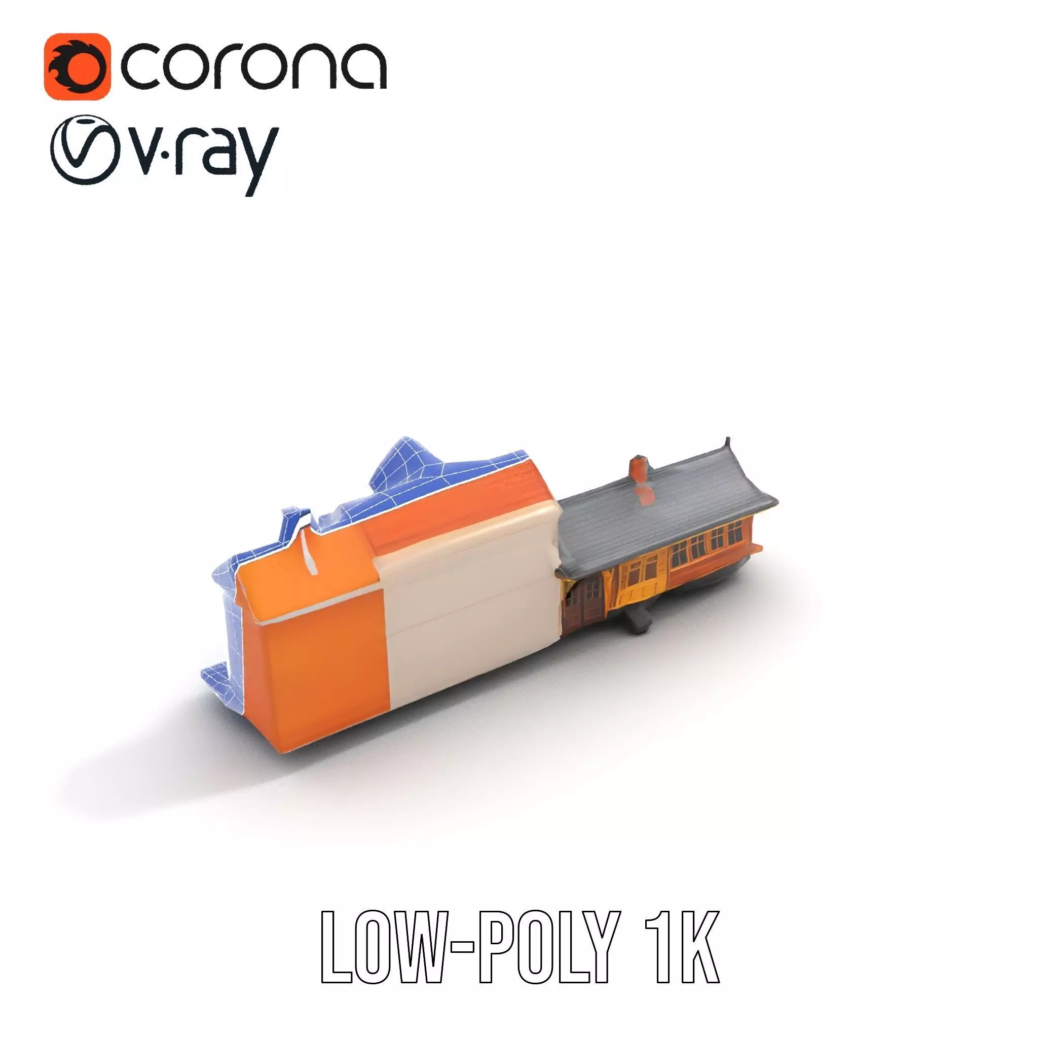 Vintage Train Station model pack Low-poly 3D model_9