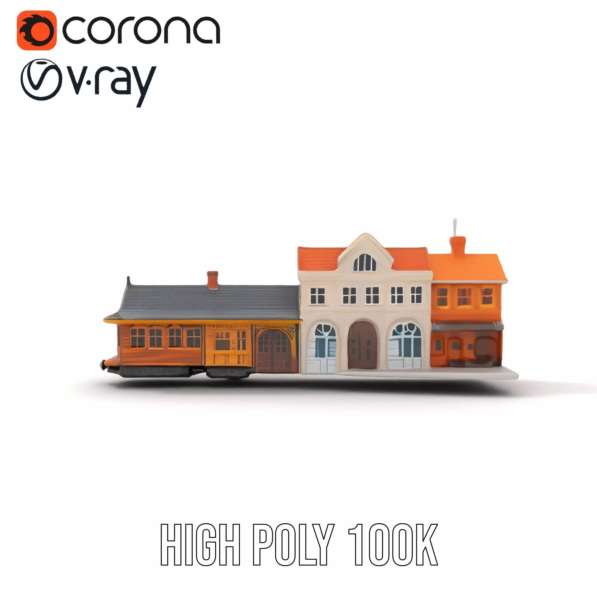 Vintage Train Station model pack Low-poly 3D model_23