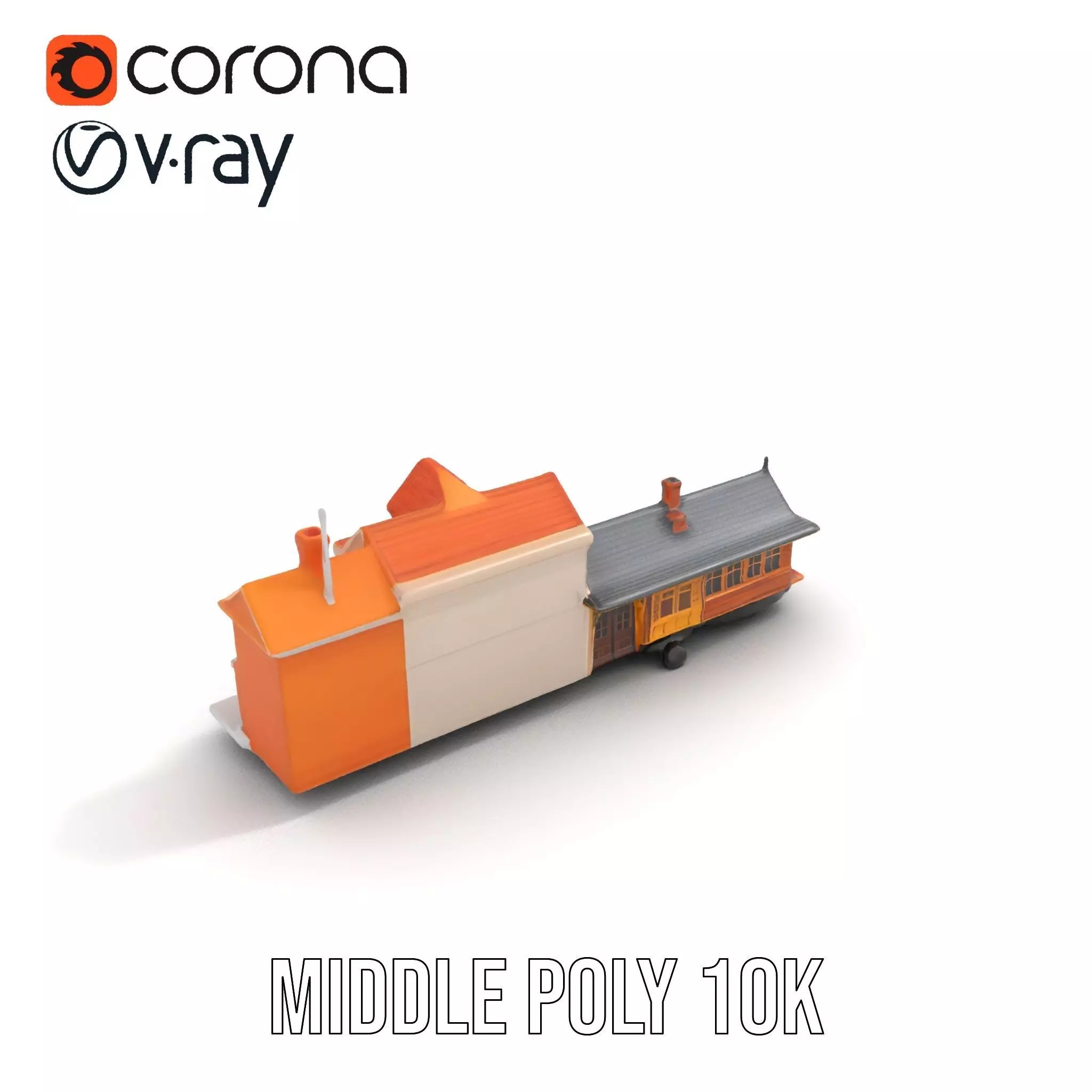 Vintage Train Station model pack Low-poly 3D model_5