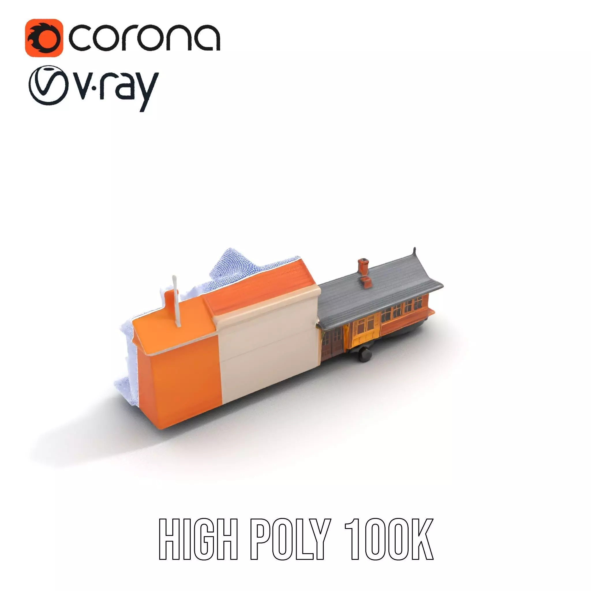 Vintage Train Station model pack Low-poly 3D model_29