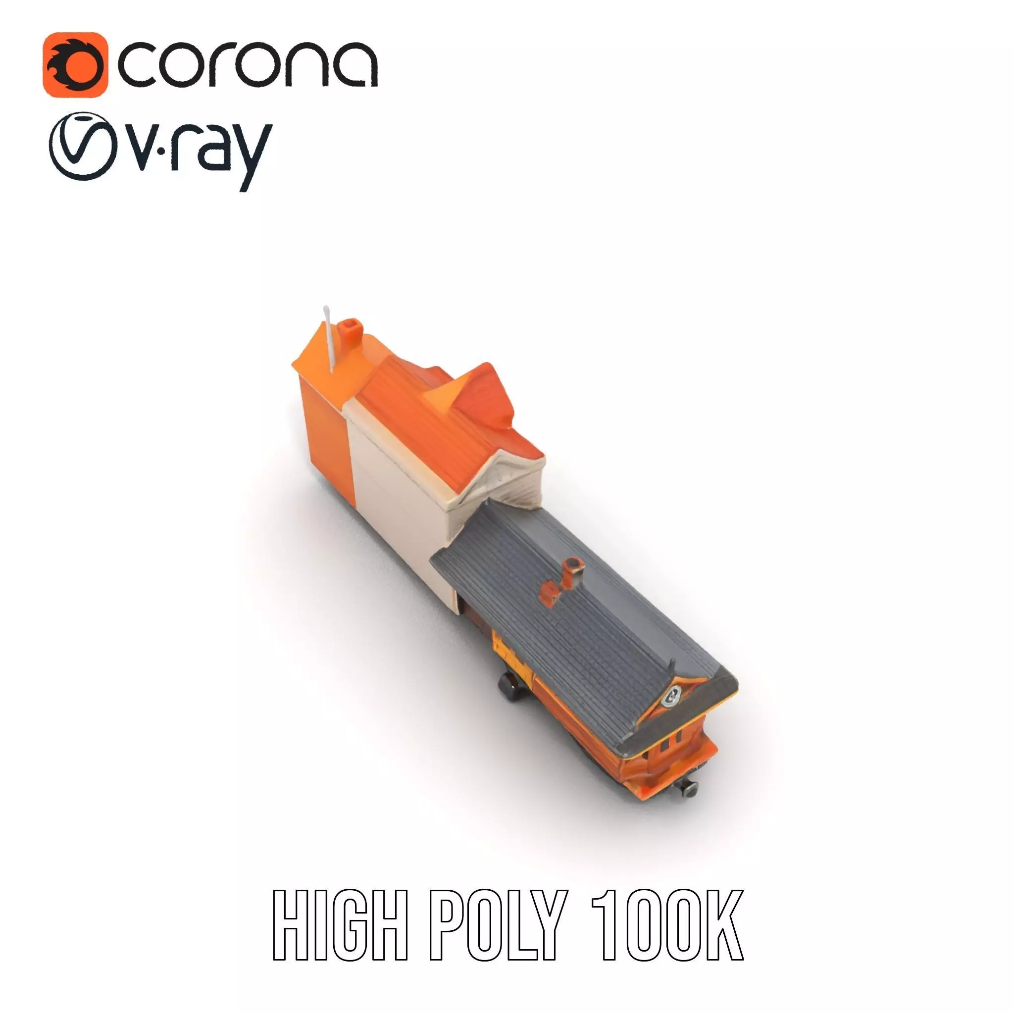 Vintage Train Station model pack Low-poly 3D model_26