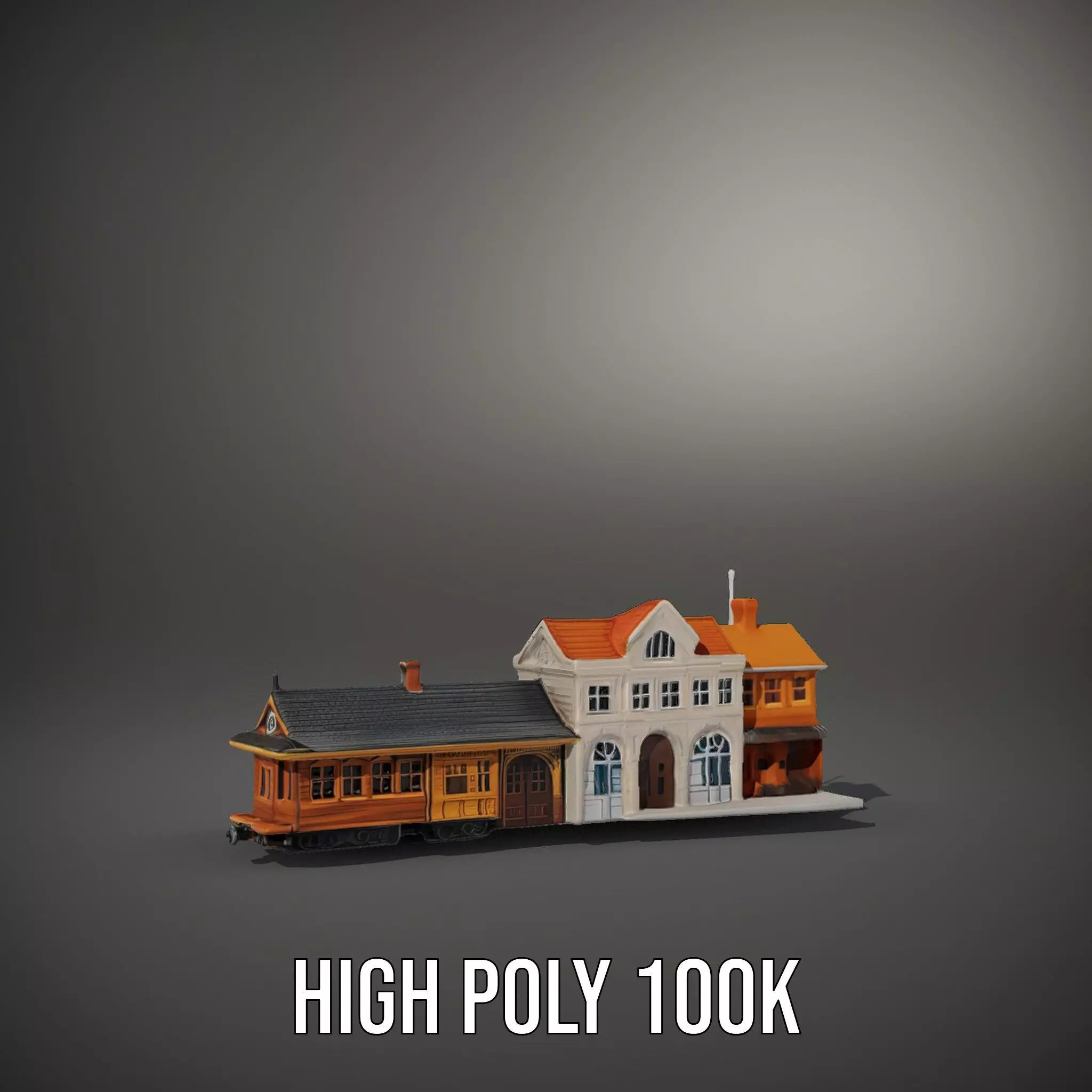 Vintage Train Station model pack Low-poly 3D model_8