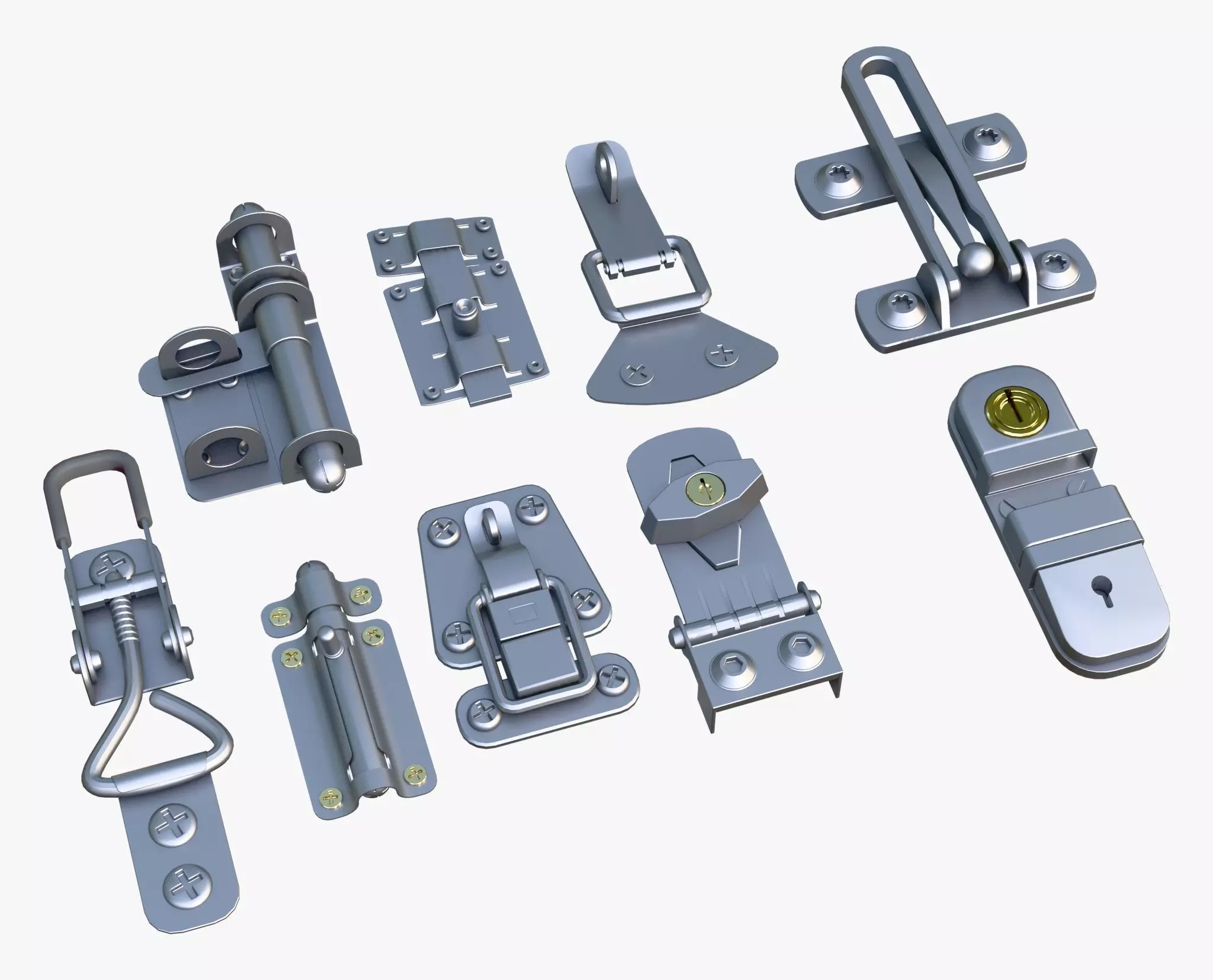 Metal Fastener and Clasp Set M1 3D model_4