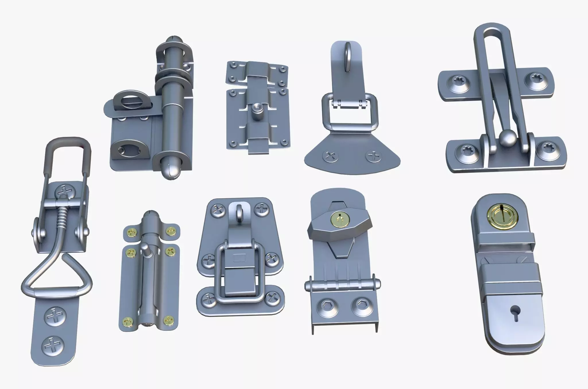 Metal Fastener and Clasp Set M1 3D model_1