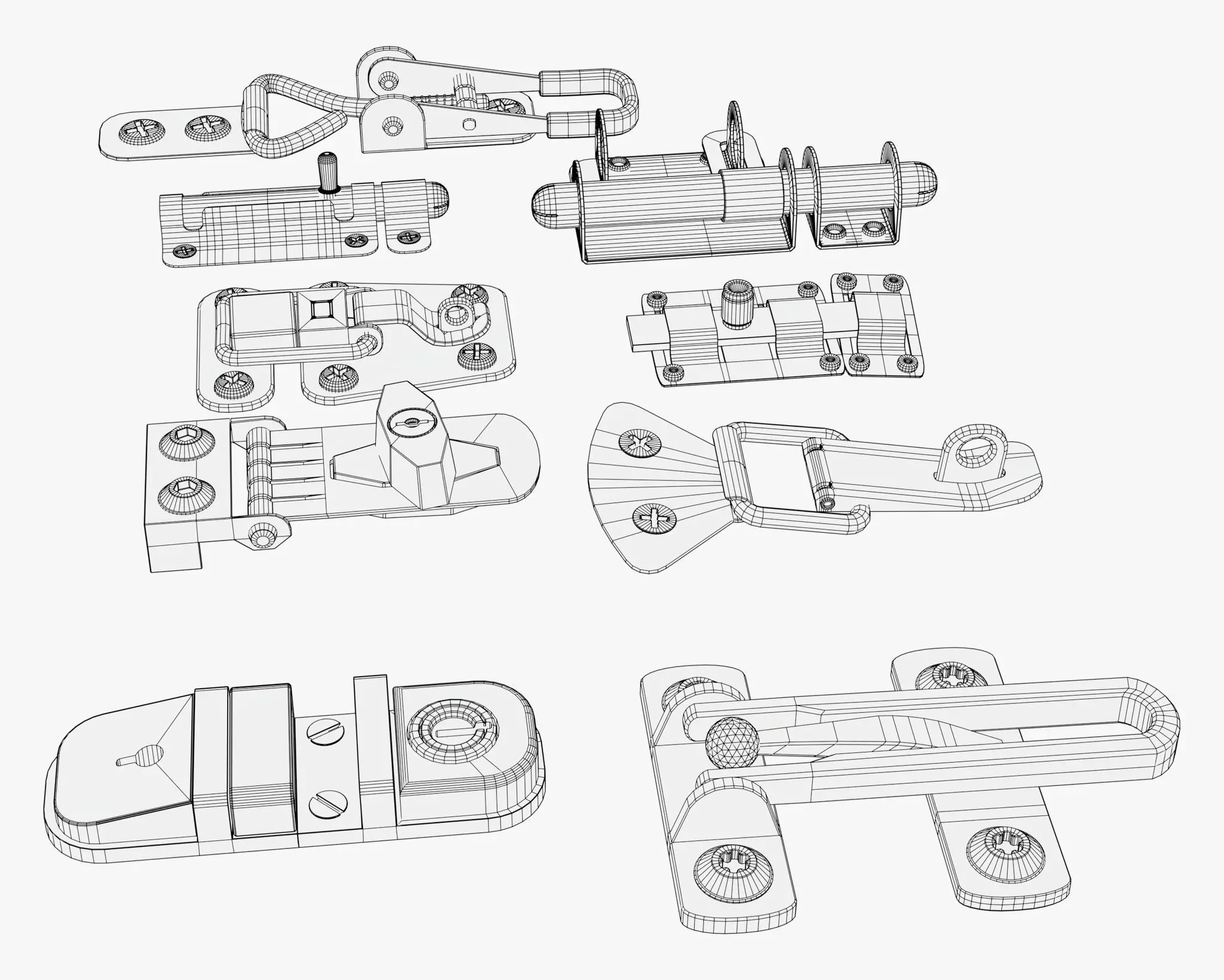 Metal Fastener and Clasp Set M1 3D model_9