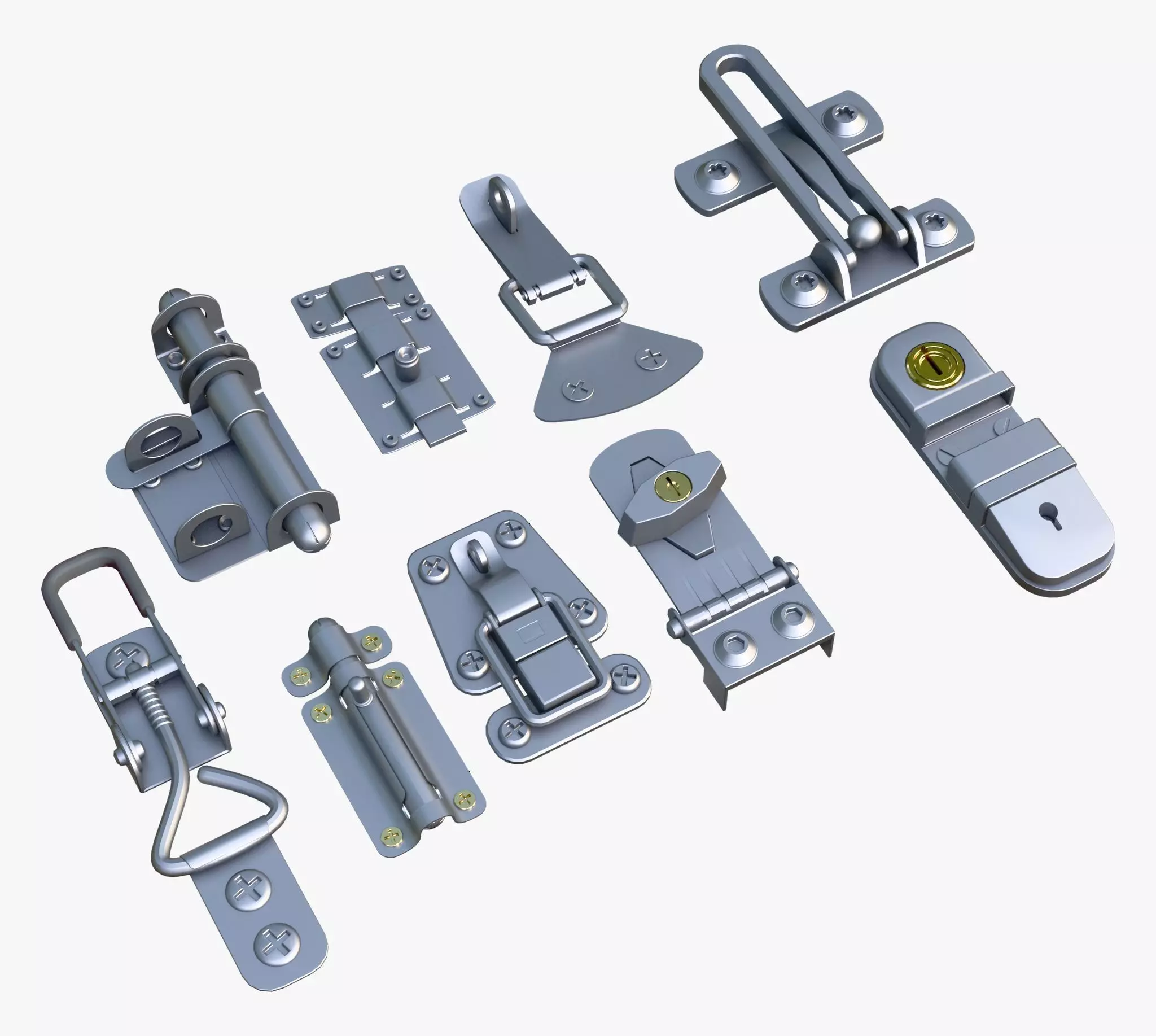 Metal Fastener and Clasp Set M1 3D model_2