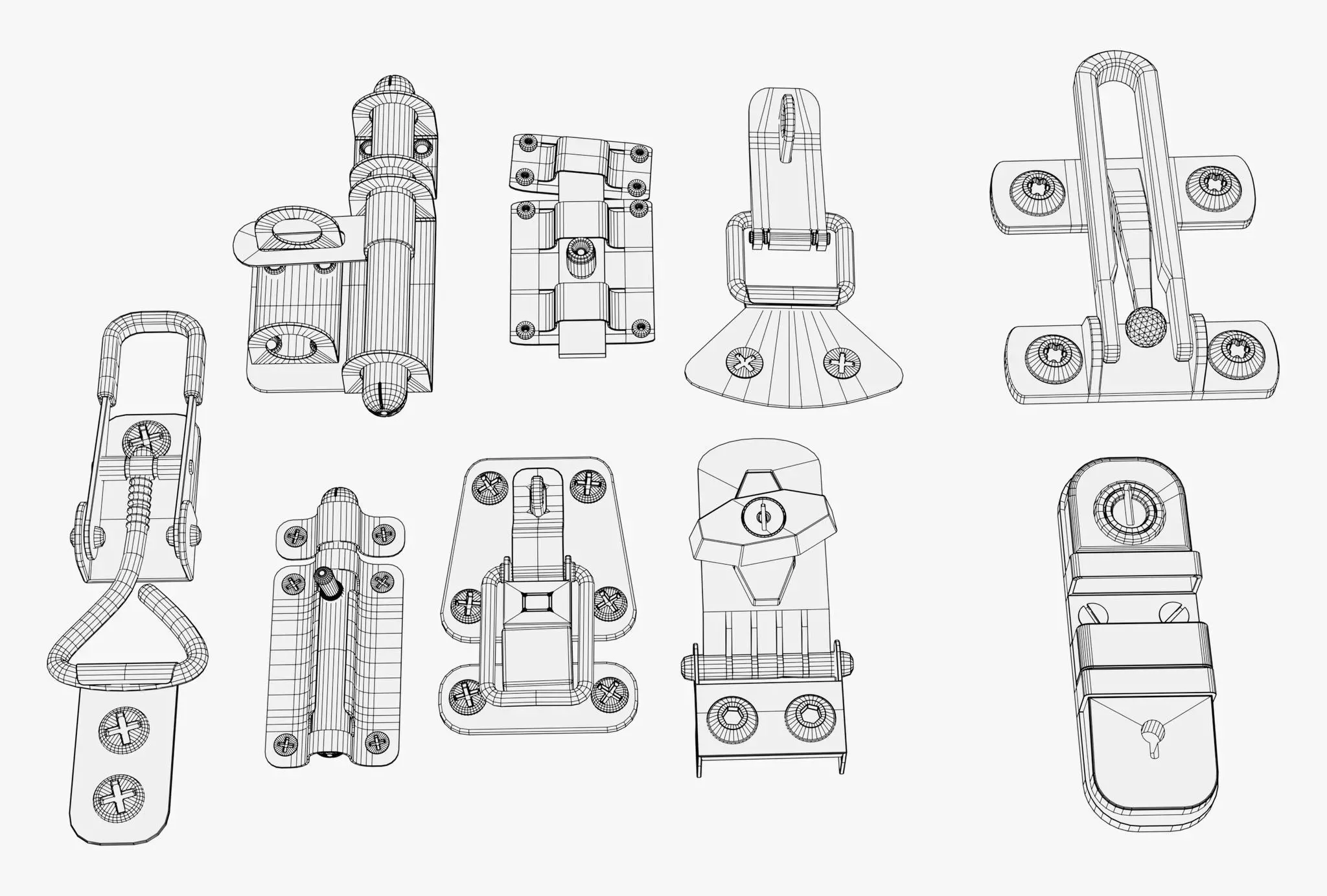 Metal Fastener and Clasp Set M1 3D model_11