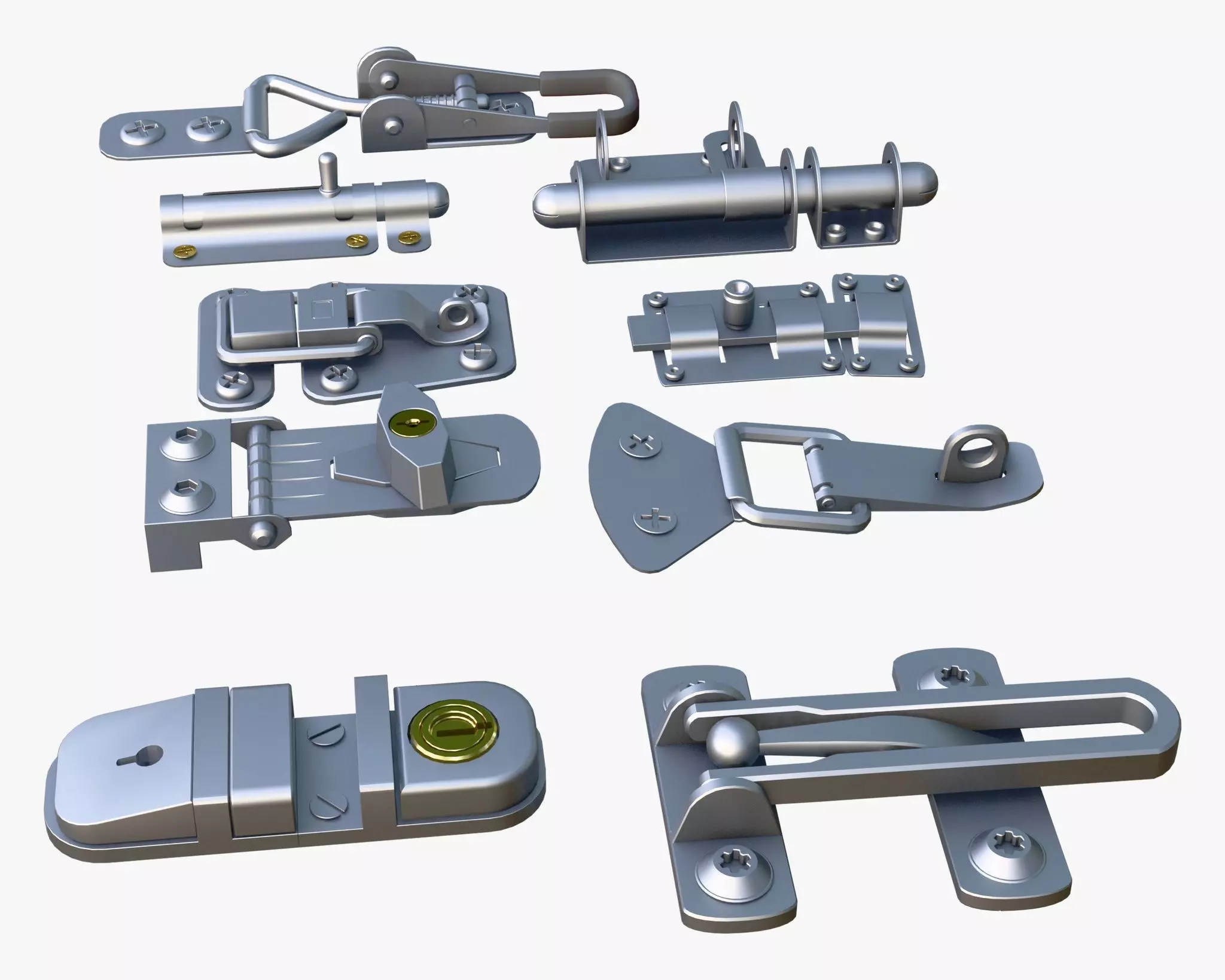Metal Fastener and Clasp Set M1 3D model_3