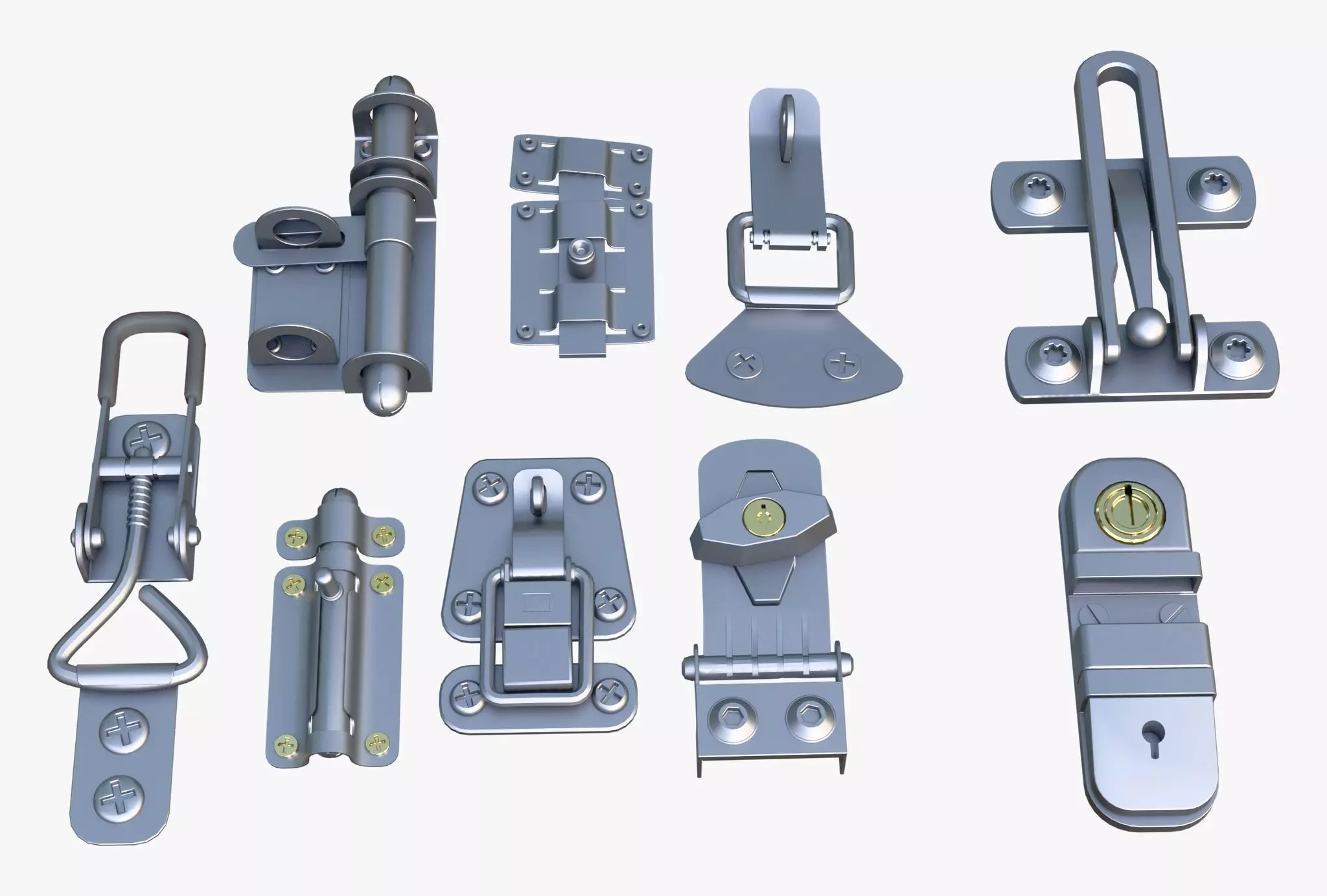Metal Fastener and Clasp Set M1 3D model_5