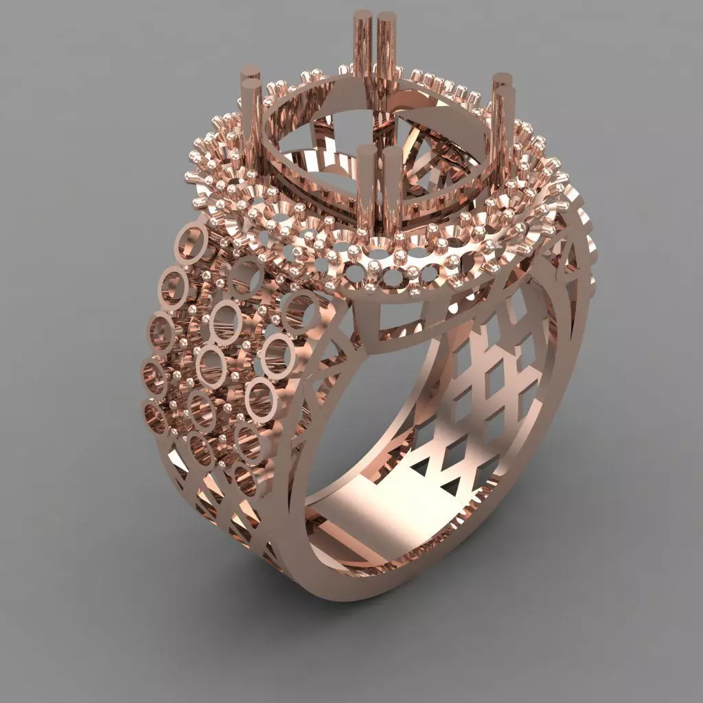Diamond ring Jewelry Cocktail Ring 3D print model 3D print model_0