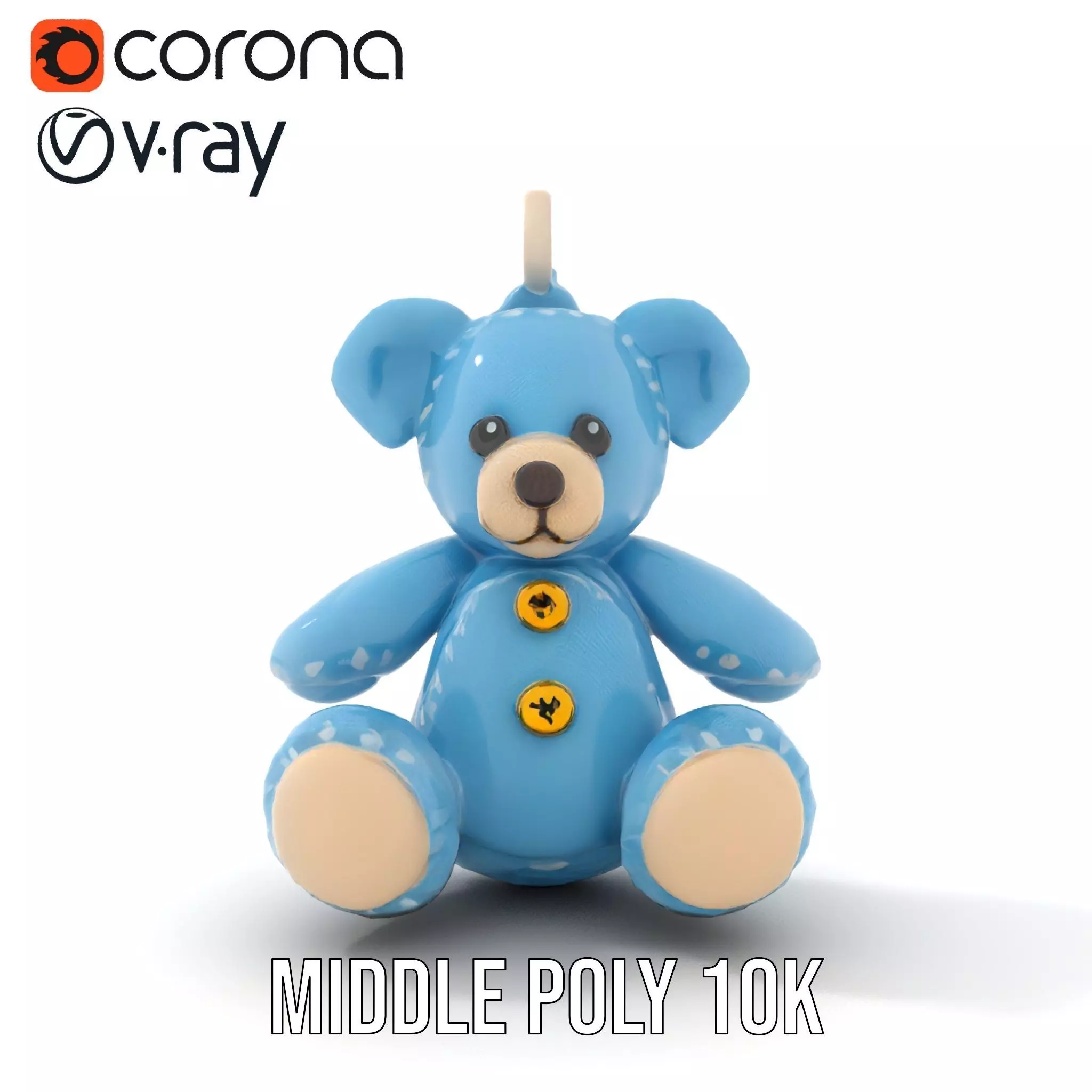 Blue Plush Teddy model pack Low-poly 3D model_5