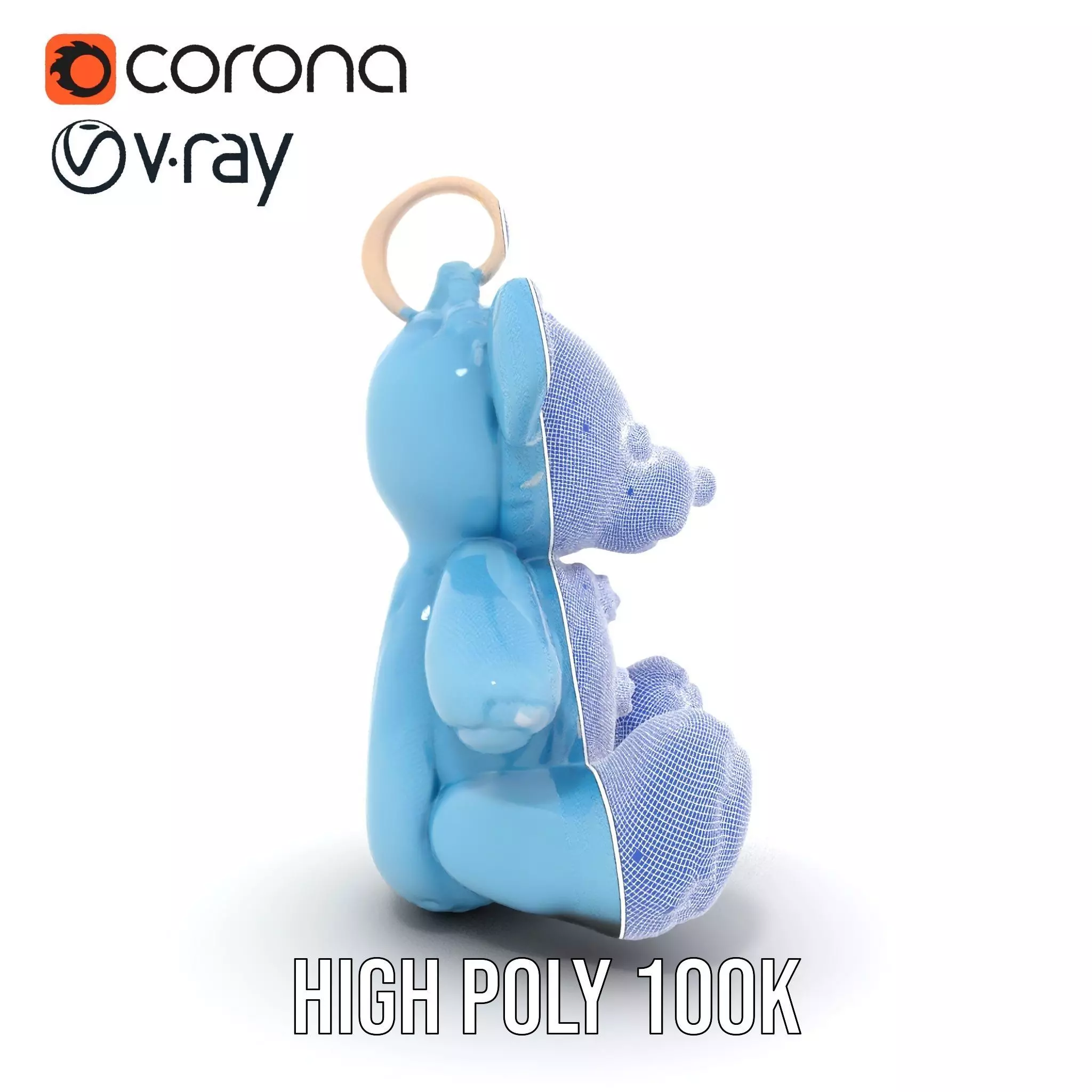 Blue Plush Teddy model pack Low-poly 3D model_34