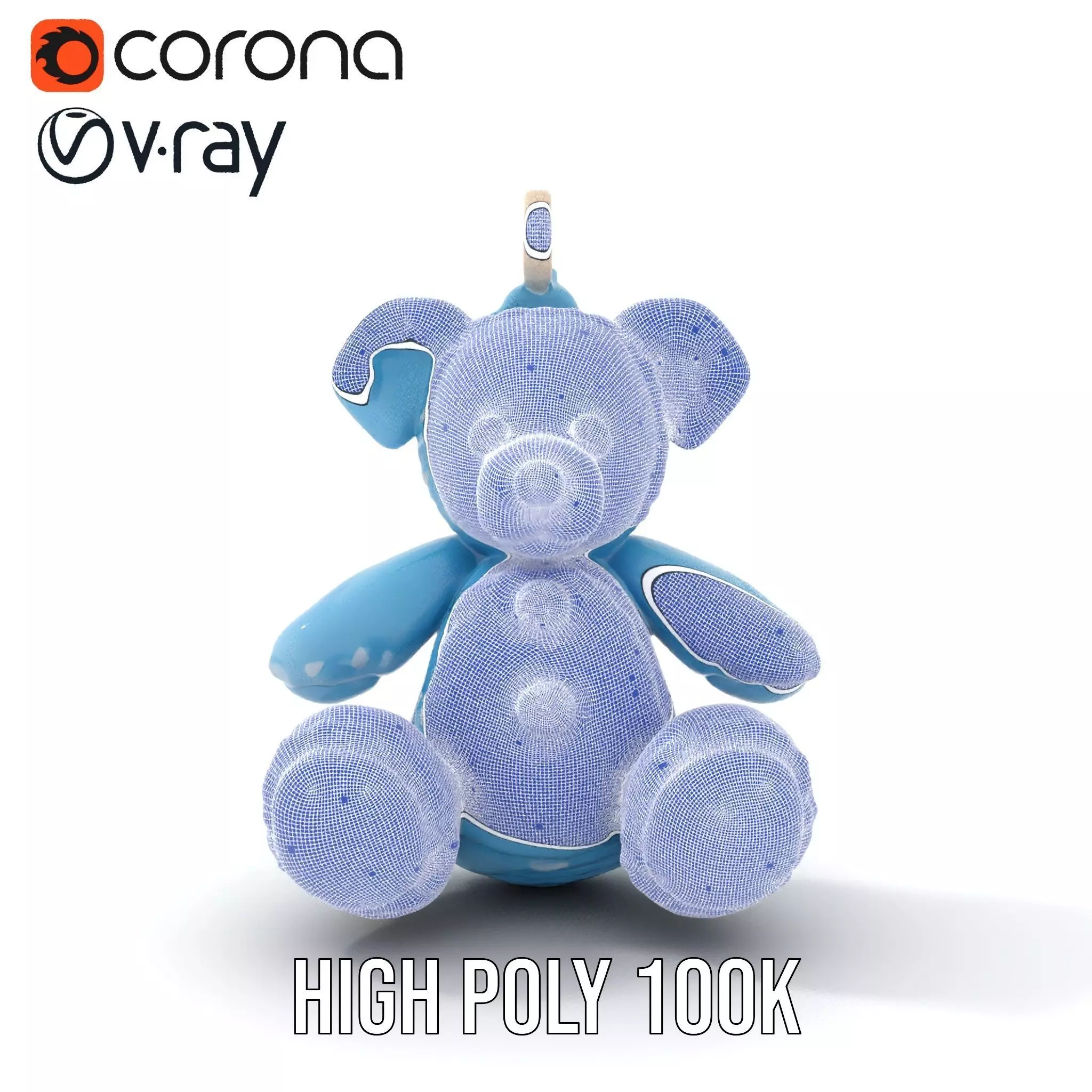 Blue Plush Teddy model pack Low-poly 3D model_33