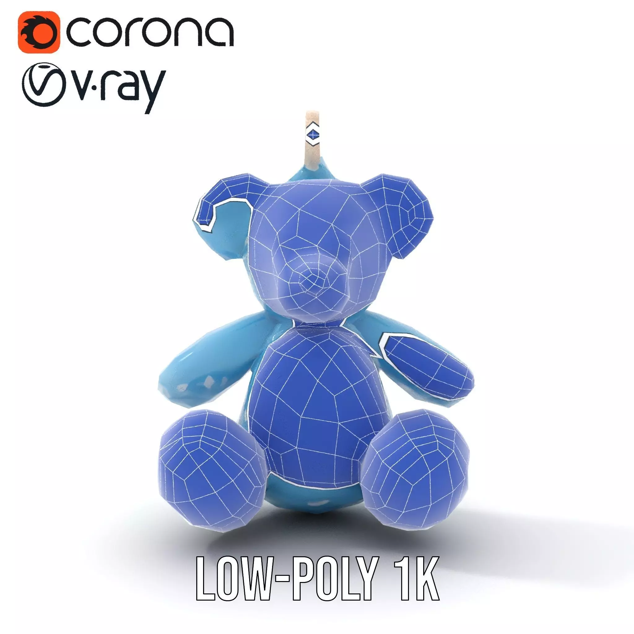 Blue Plush Teddy model pack Low-poly 3D model_12