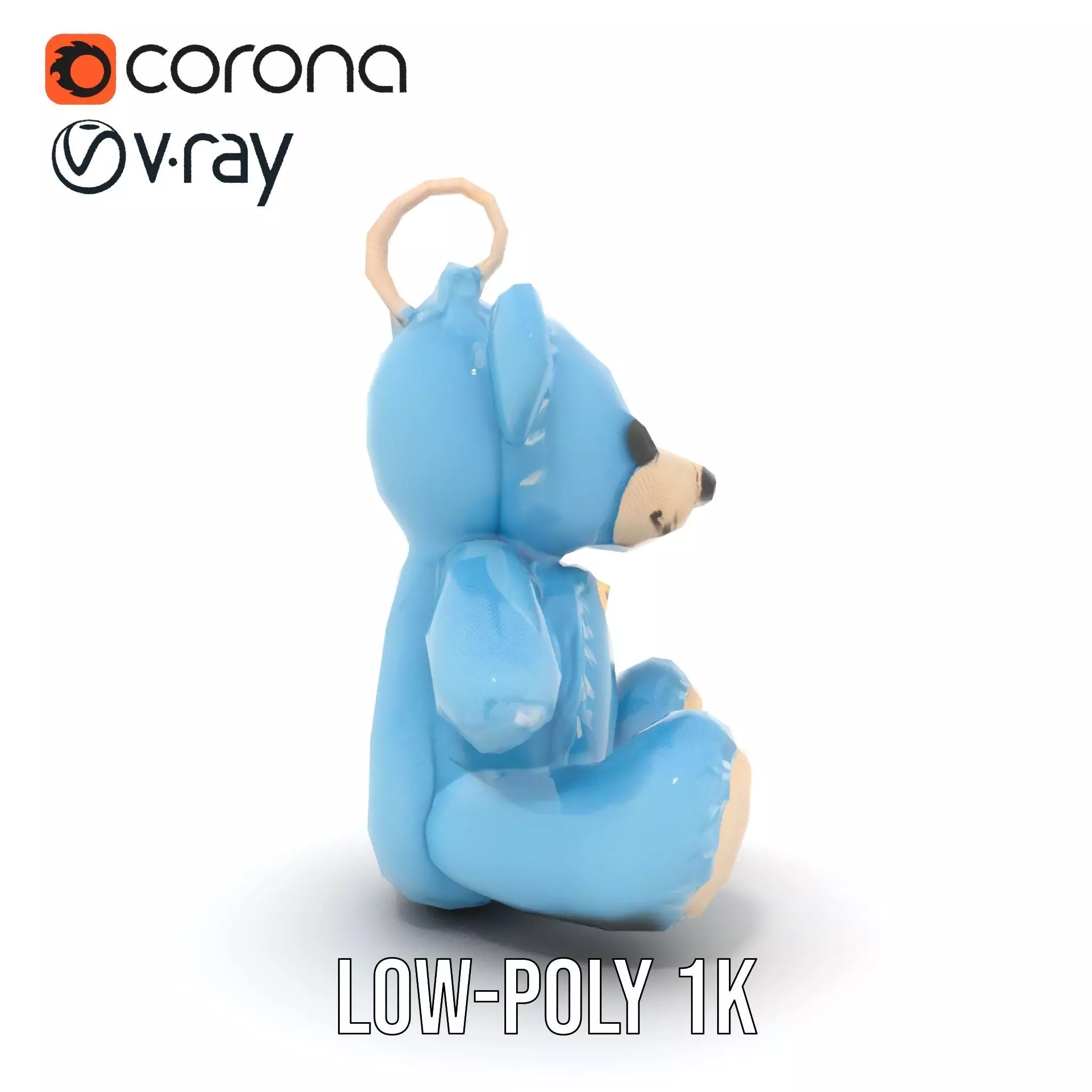 Blue Plush Teddy model pack Low-poly 3D model_9