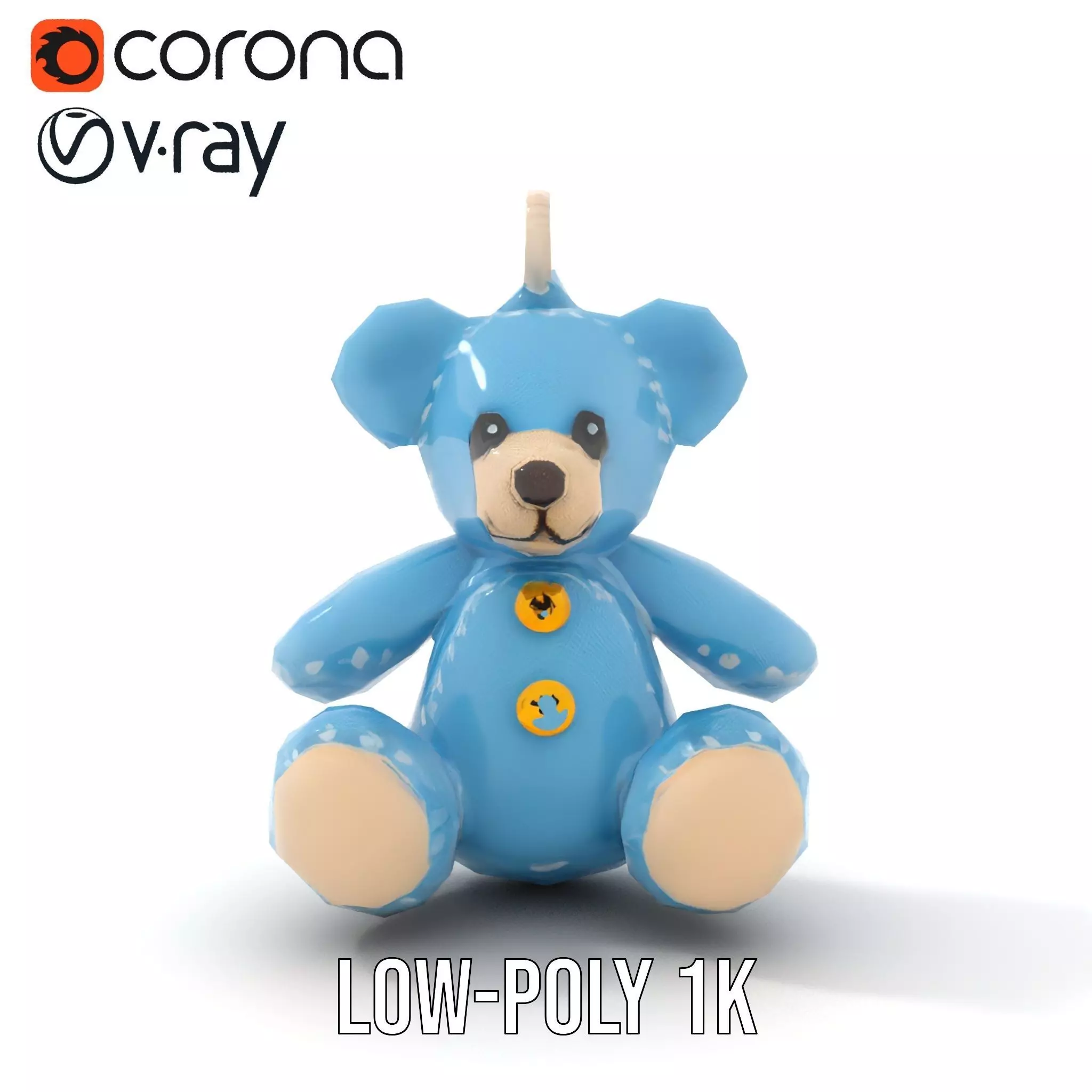 Blue Plush Teddy model pack Low-poly 3D model_22