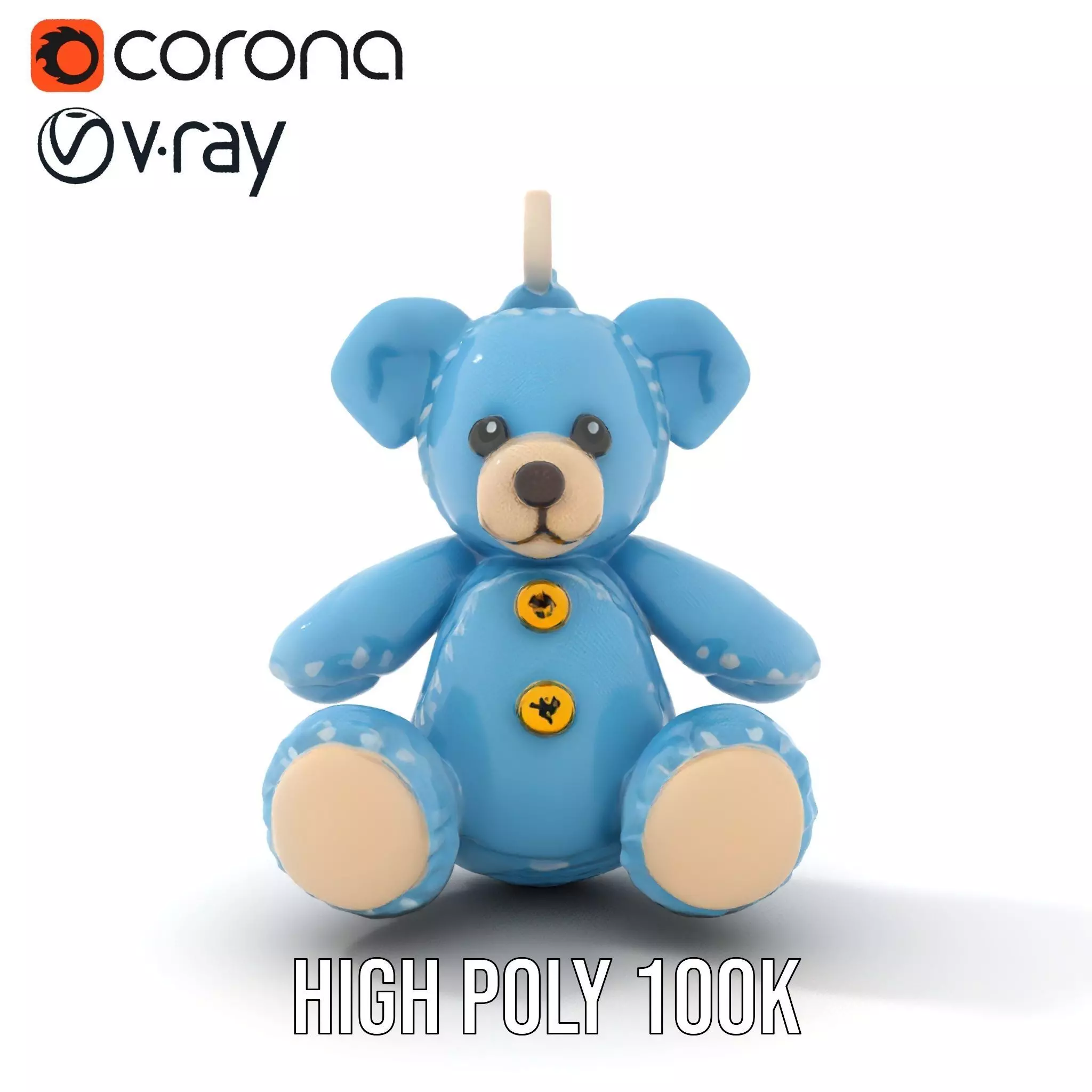Blue Plush Teddy model pack Low-poly 3D model_23