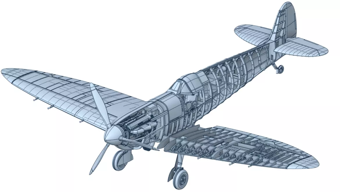 Supermarine Spitfire 1 by 24 Scale 3D Printable Model 3D print model_4