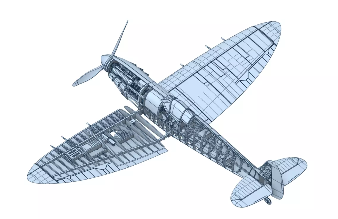 Supermarine Spitfire 1 by 24 Scale 3D Printable Model 3D print model_6