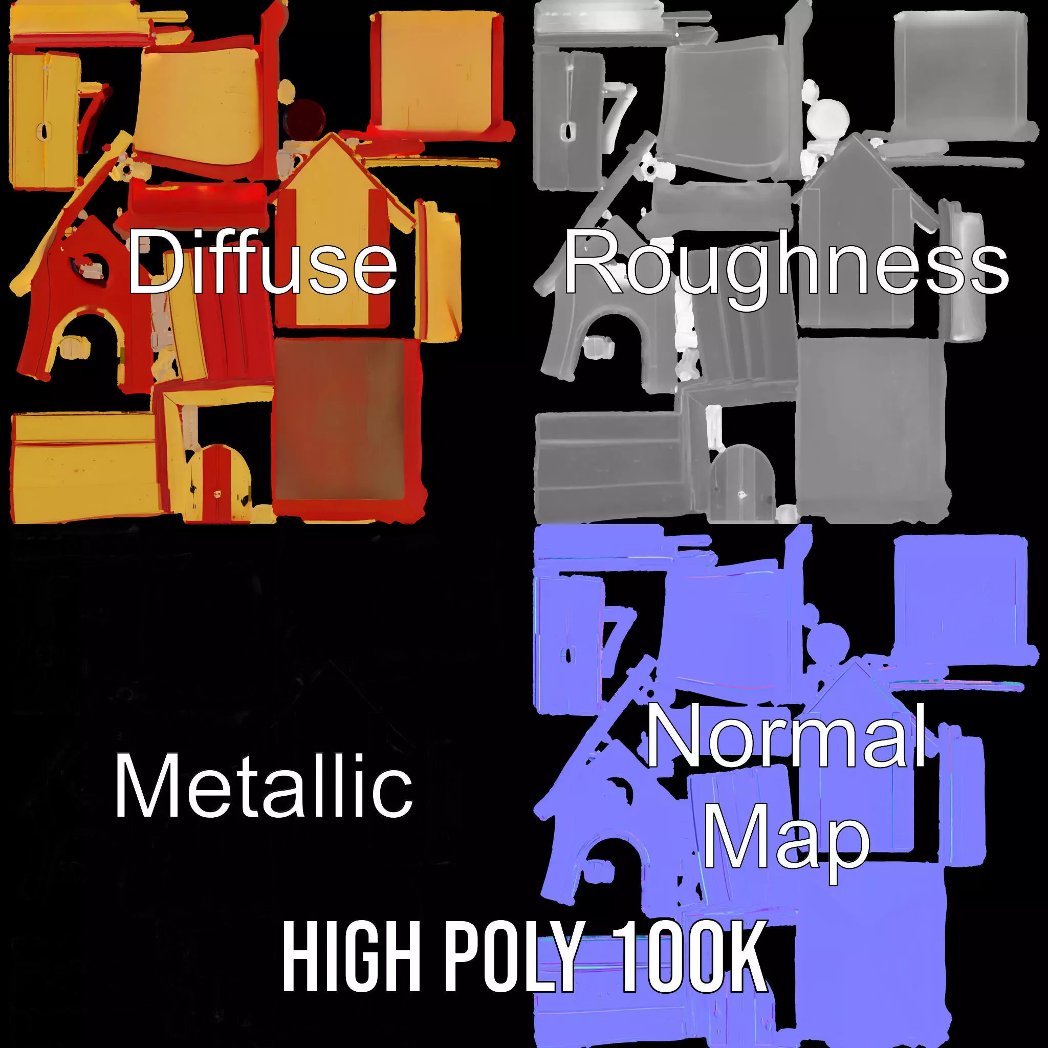 Colorful Birdhouse model pack Low-poly 3D model_3