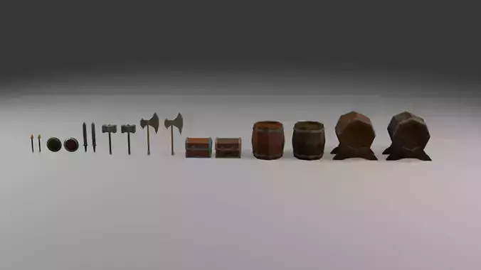 Medieval Low Poly Props Pack Low-poly 3D model