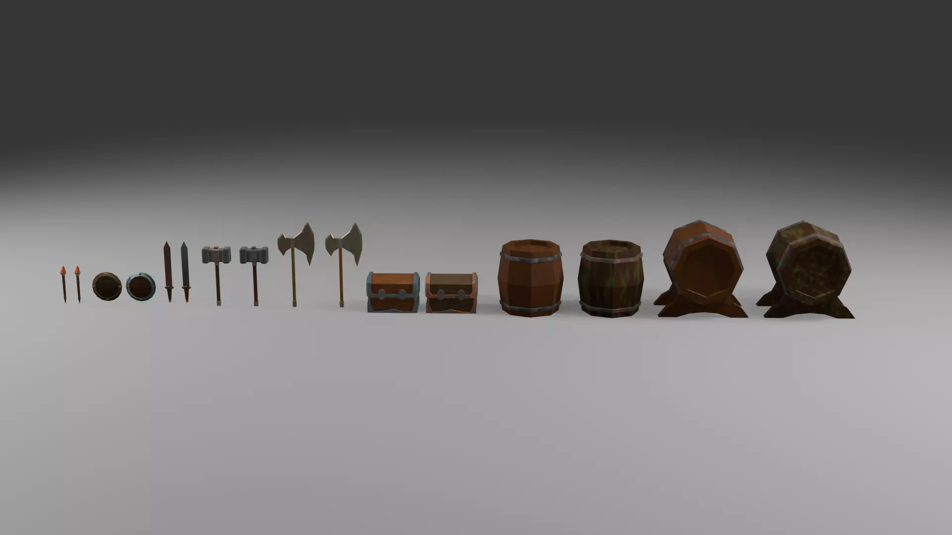 Medieval Low Poly Props Pack Low-poly 3D model_0